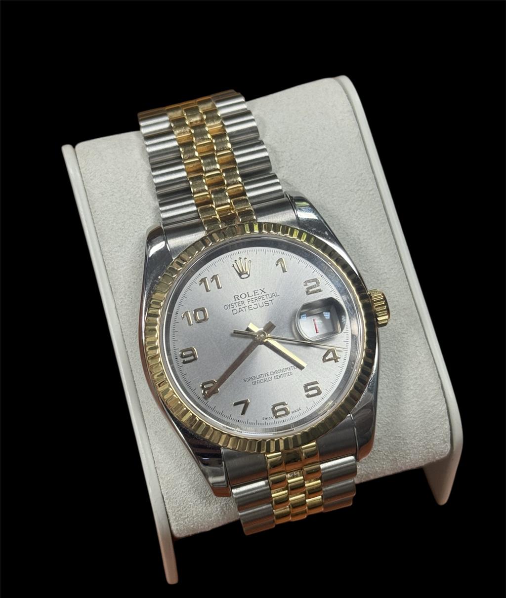 ROLEX DATEJUST 2005 SILVER DIAL ARABIC NUMERALS BOX + PAPERS