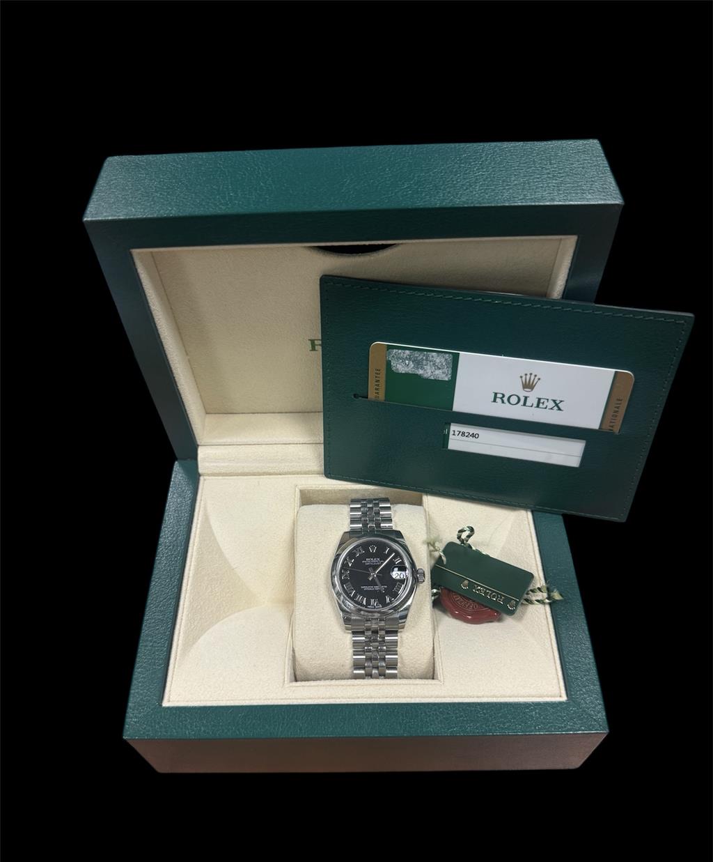 ROLEX 31MM DATEJUST BLACK DIAL 178240
