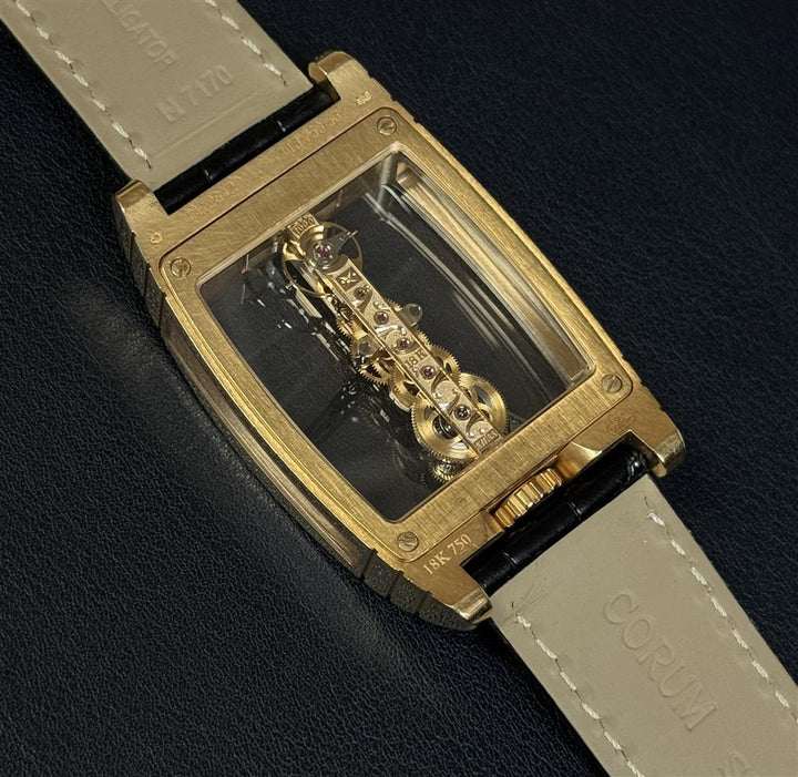 18K ROSE GOLD CORUM GOLDEN BRIDGE SKELETON WATCH