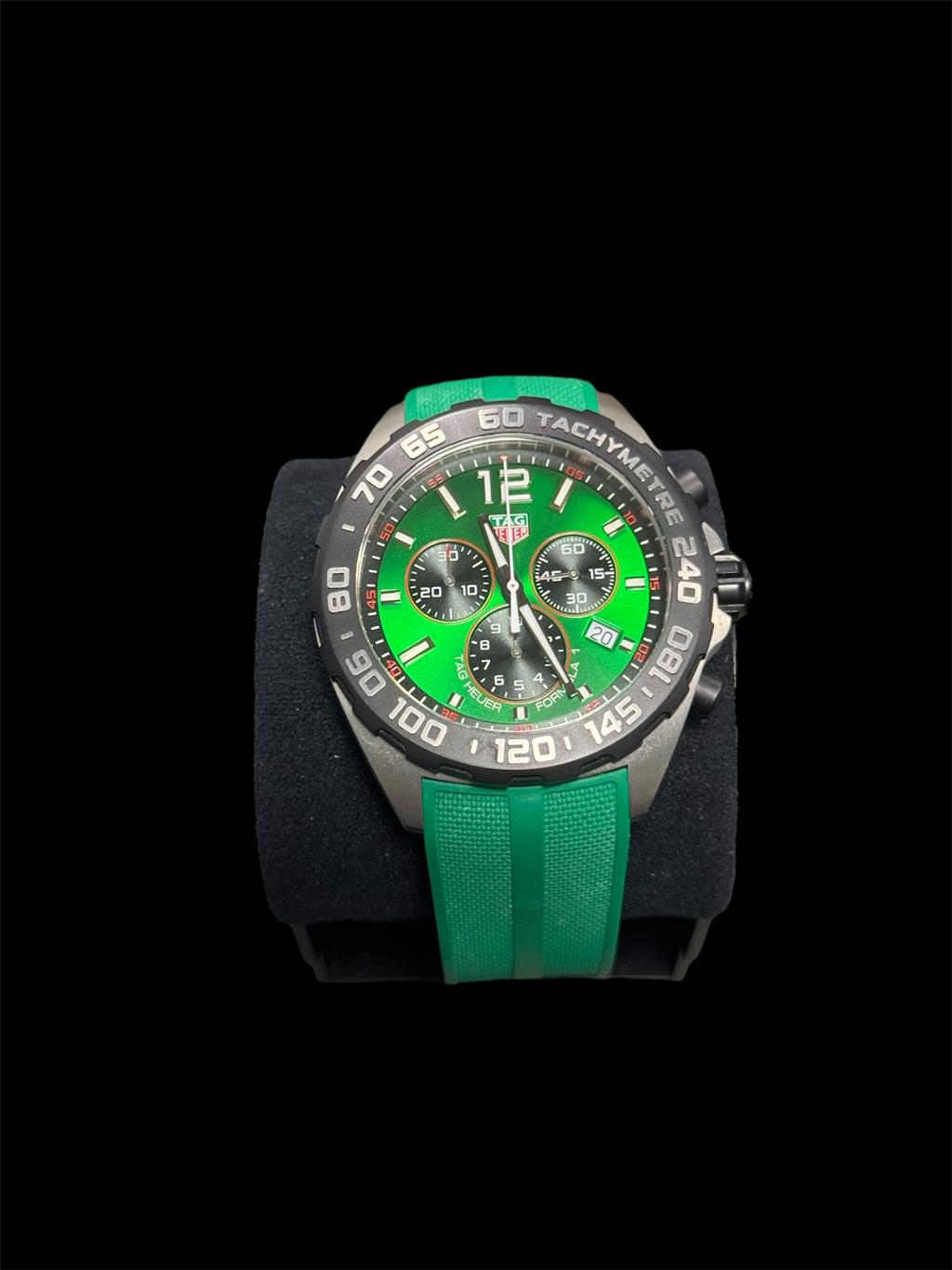 TAG HEUER FORMULA ONE CHRONO GREEN DIAL 43MM  BOX + PAPERS