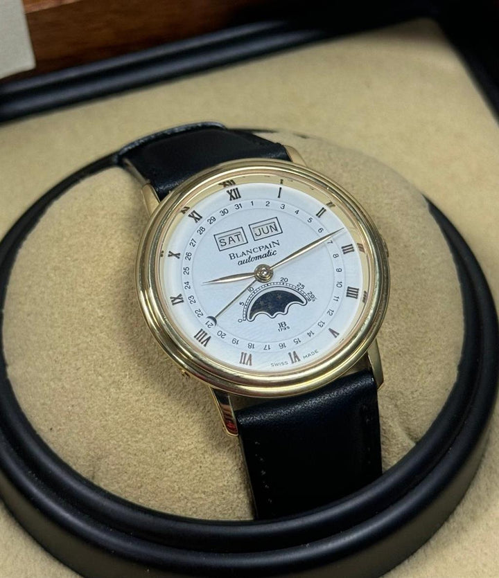 BLANCPAIN 18KYG TRIPLE CALENDAR MOON PHASE 6553-1418 X58 ONE YEAR WARRANTY FROM 06/25