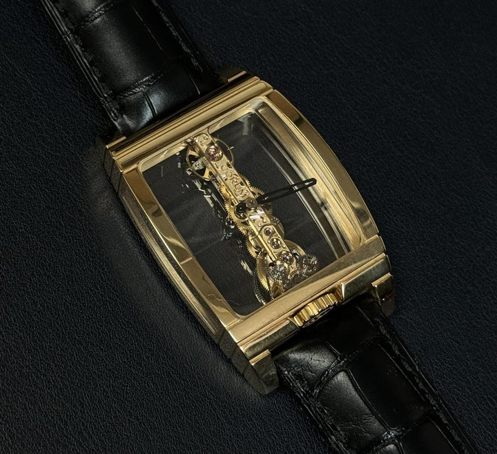 18K ROSE GOLD CORUM GOLDEN BRIDGE SKELETON WATCH